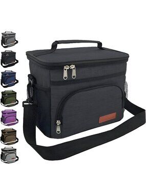 Insulated Lunch Bag for Women/Men - Reusable Lunch Box Leakproof - Black